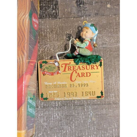 Enesco the treasury card 1993 ornament Xmas Decor elf - Picture 2 of 3